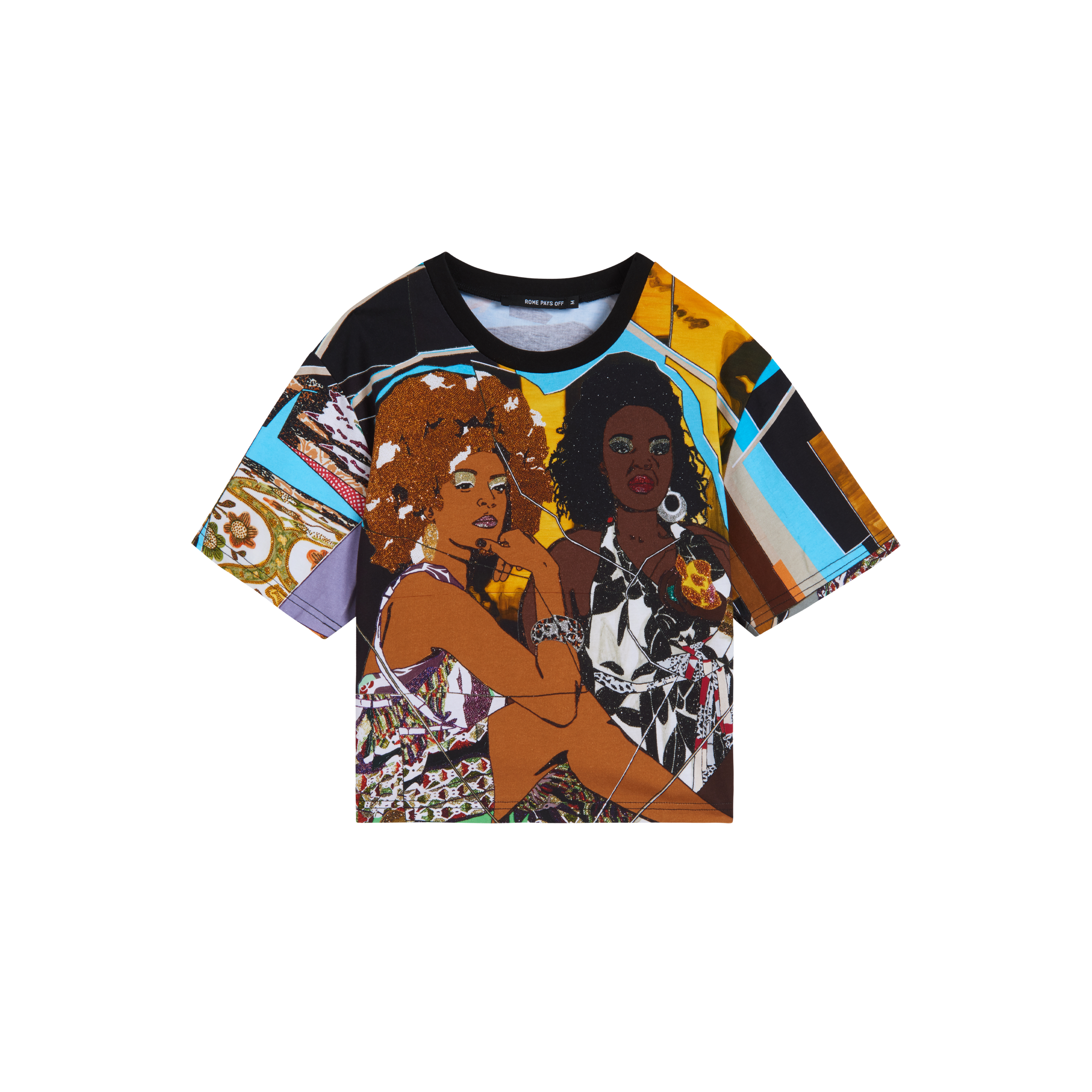 Mickalene Thomas “Trois Femme Noir” All-Over Print Cropped T-shirt  