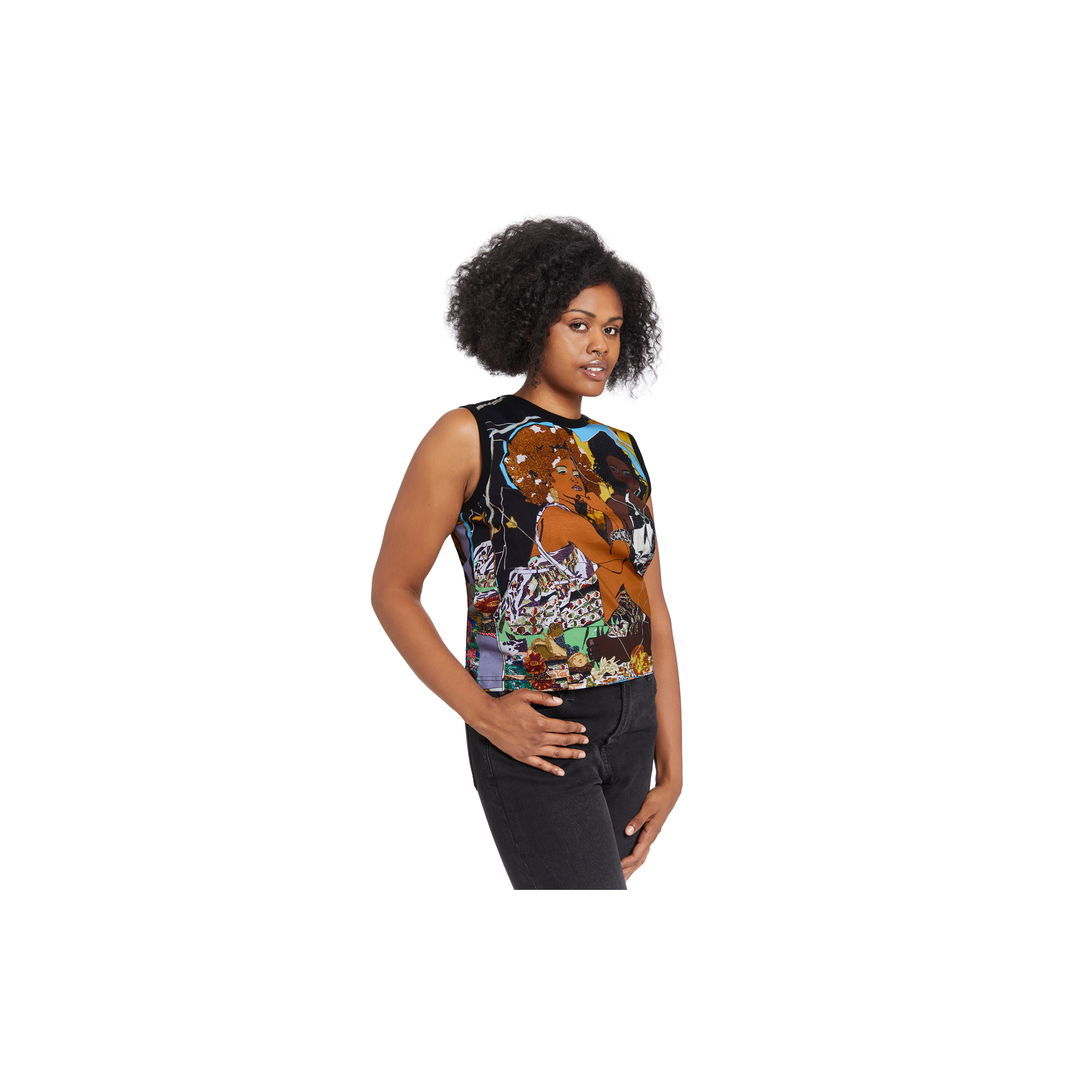 Mickalene Thomas “Le Déjeuner sur l'herbe: Les trois femmes noires” Women's Muscle Tank