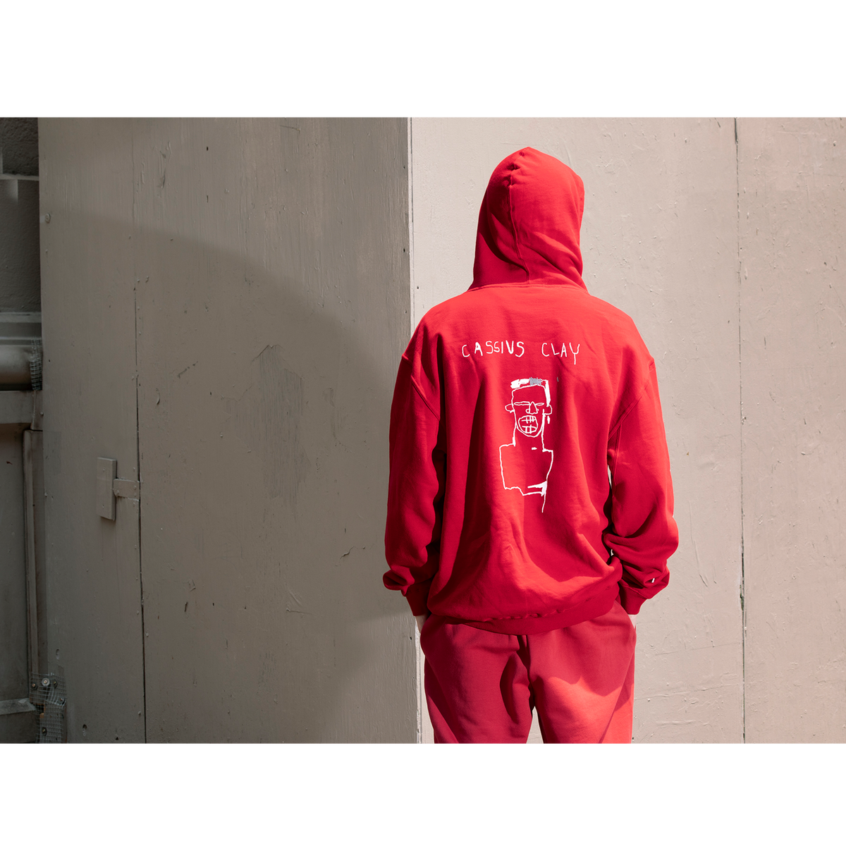 Jean-Michel Basquiat "Cassius Clay" Unisex Hoodie, in Pompeian Red