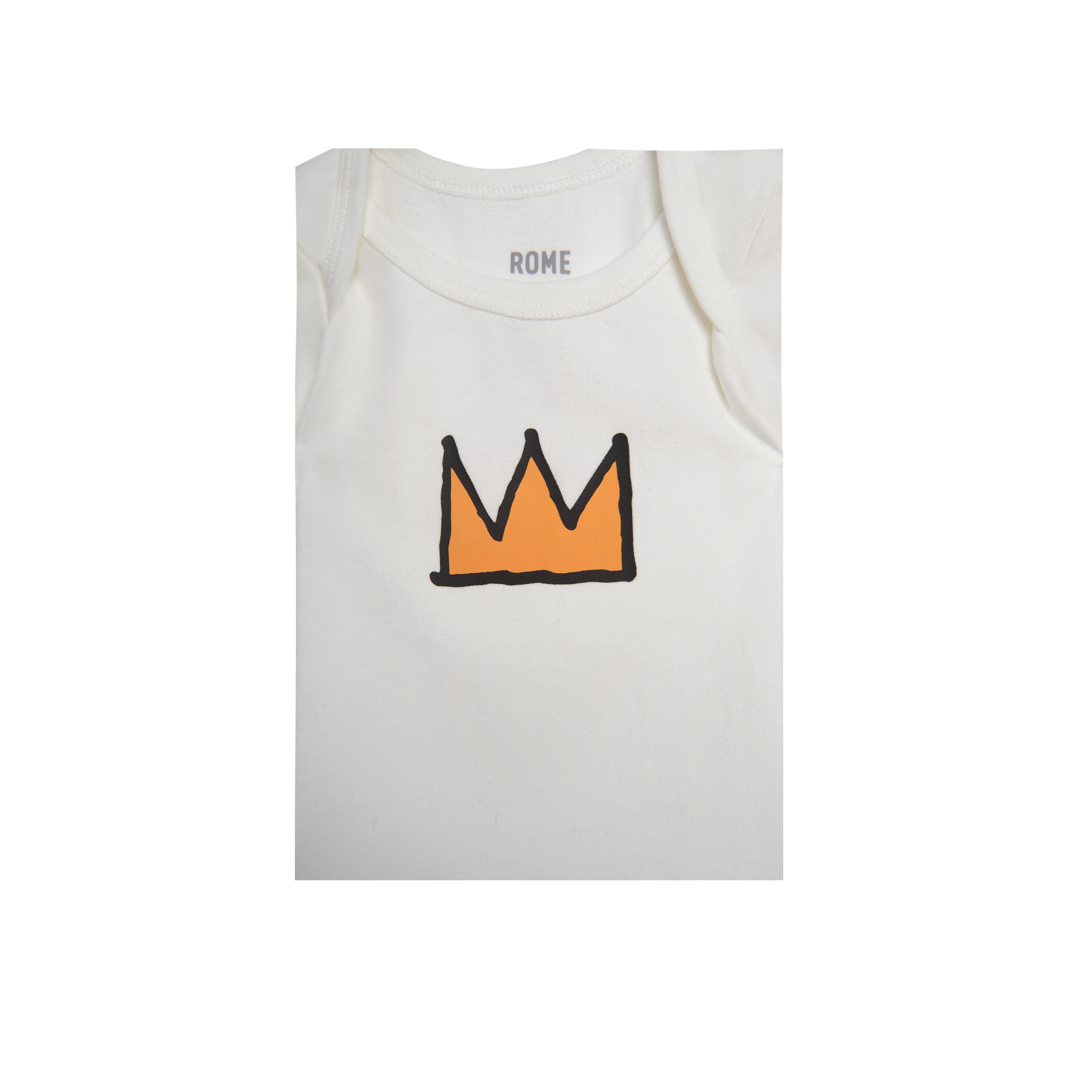 Basquiat Crown Onesie, Ivory