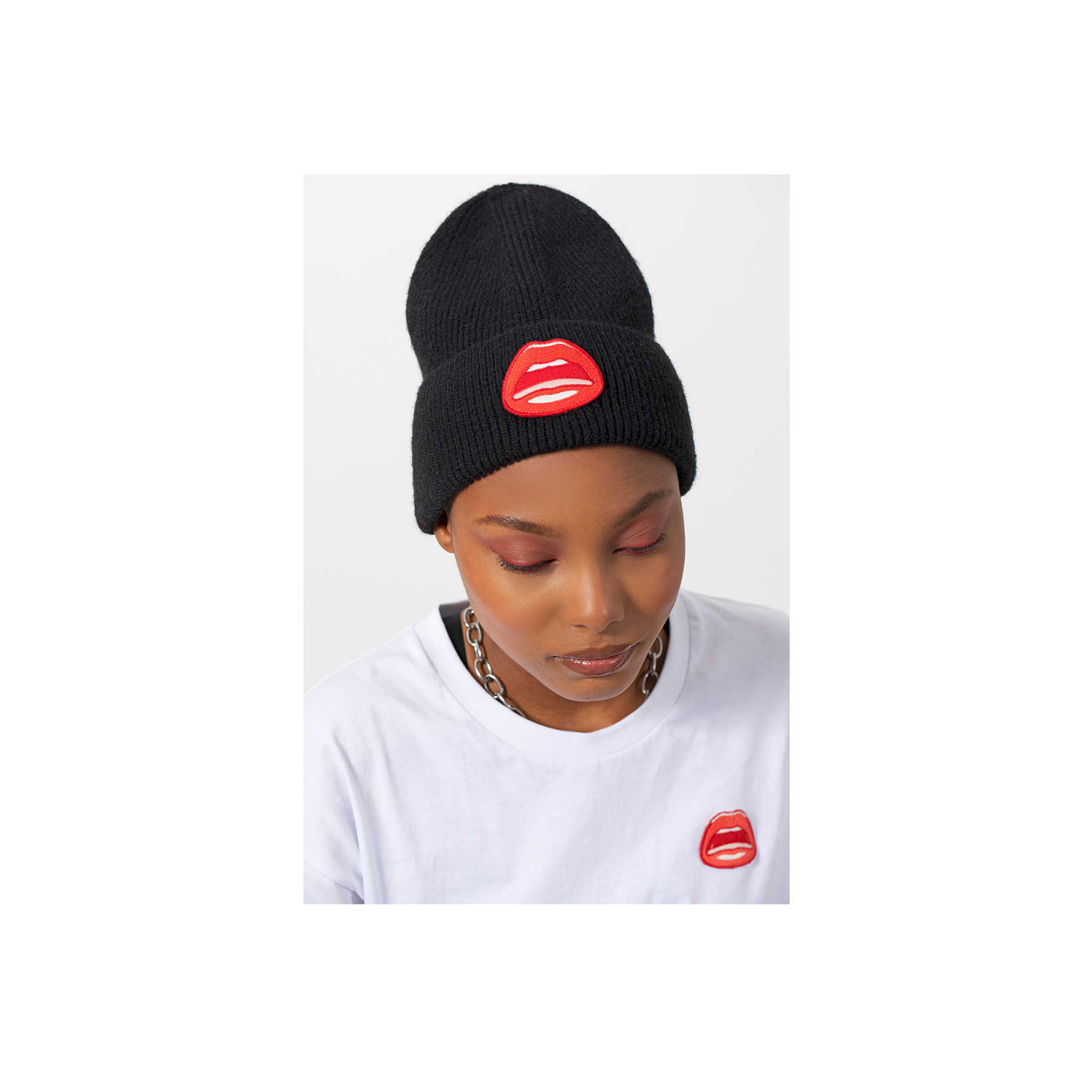 Tom Wesselmann"Mouth" Icon Patch Knit Beanie